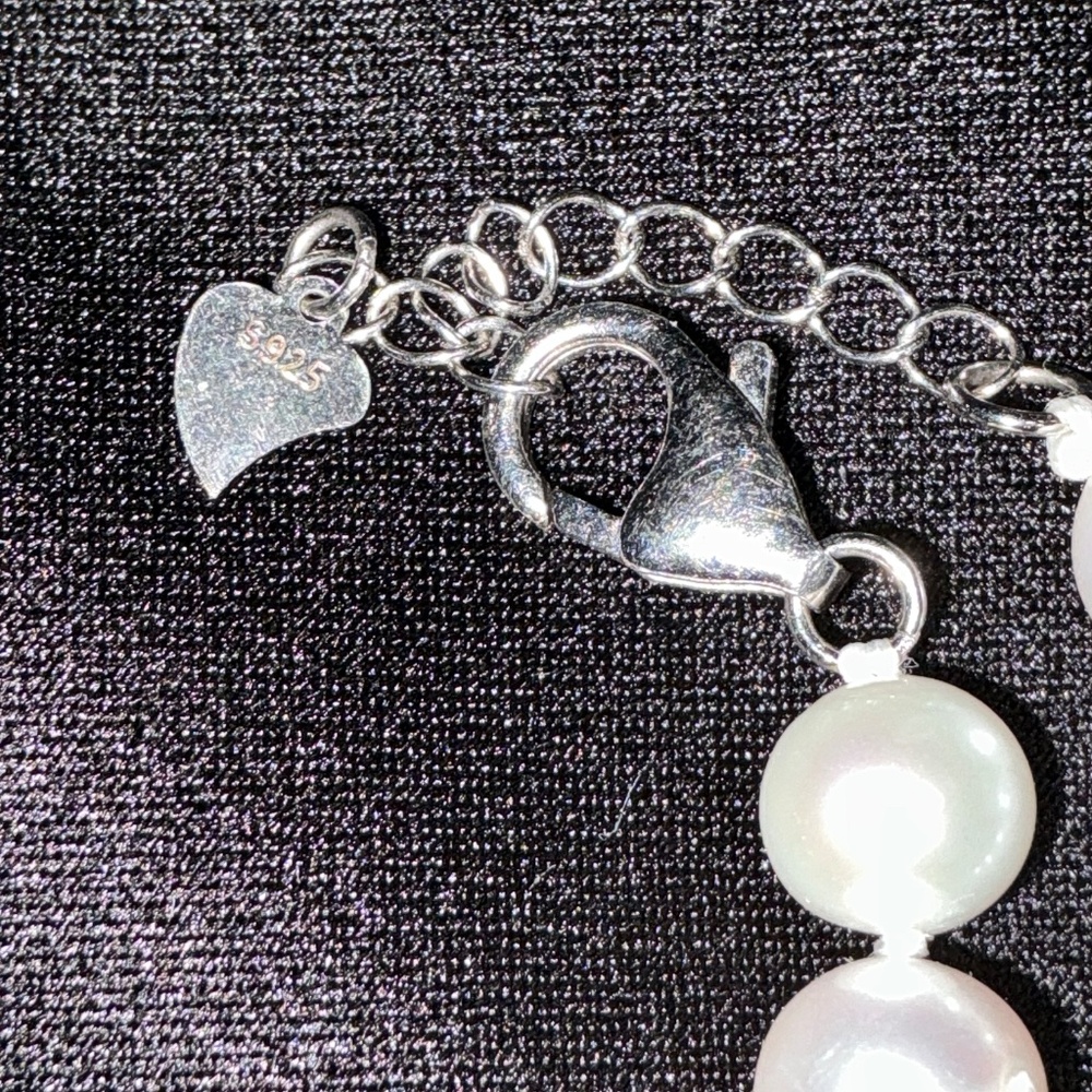 60” Heavy Sterling Silver Italian Paperclip & Freshwater Pearl Choker Necklace - Picture 6 of 8